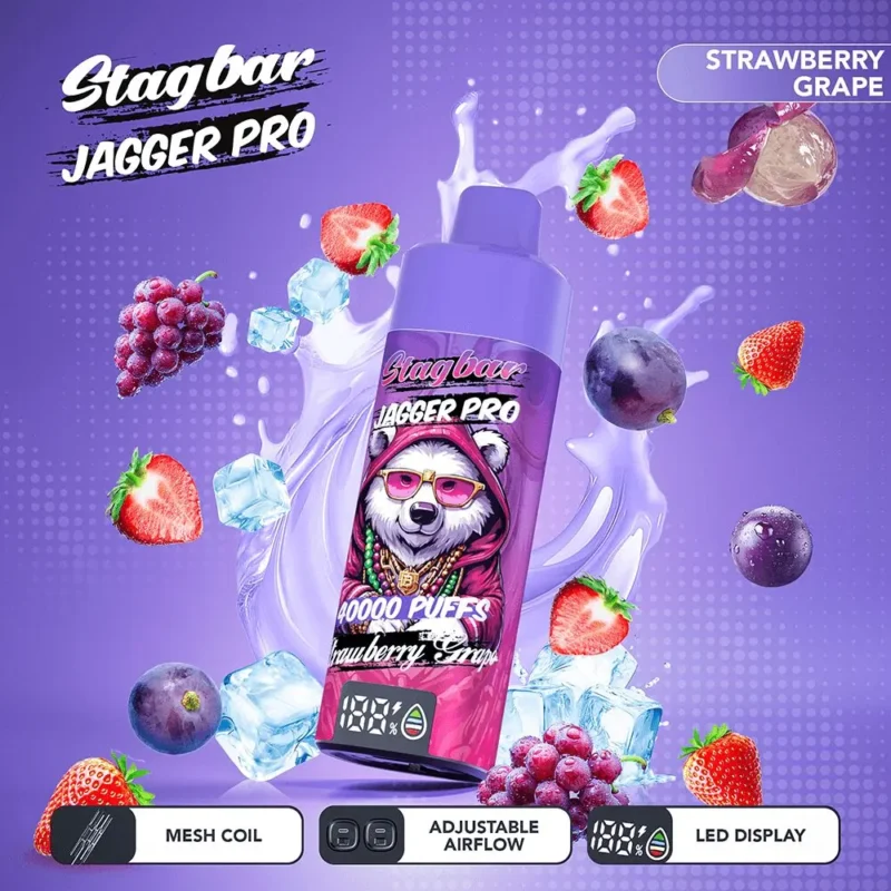 Stagbar Jagger Pro 40000 Caladas – Vaper Desechable Recargable con Flujo de Aire Ajustable y Pantalla LED