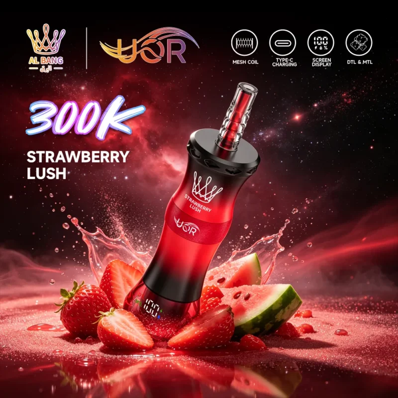 Vaper desechable UOR × Bang AL Bang 300K sabor Strawberry Lush