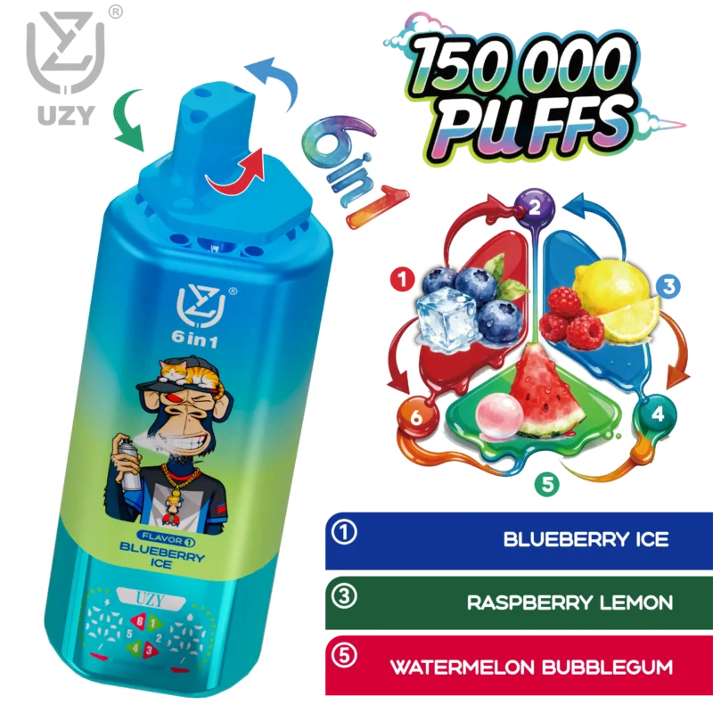 Vapemaison UZY 6 en 1 150K - sabores Blueberry Ice y Raspberry Lemon