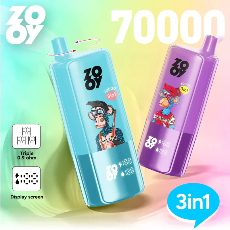 Vaper desechable ZOOY Triple 70000 3-en-1 sabor ajustable
