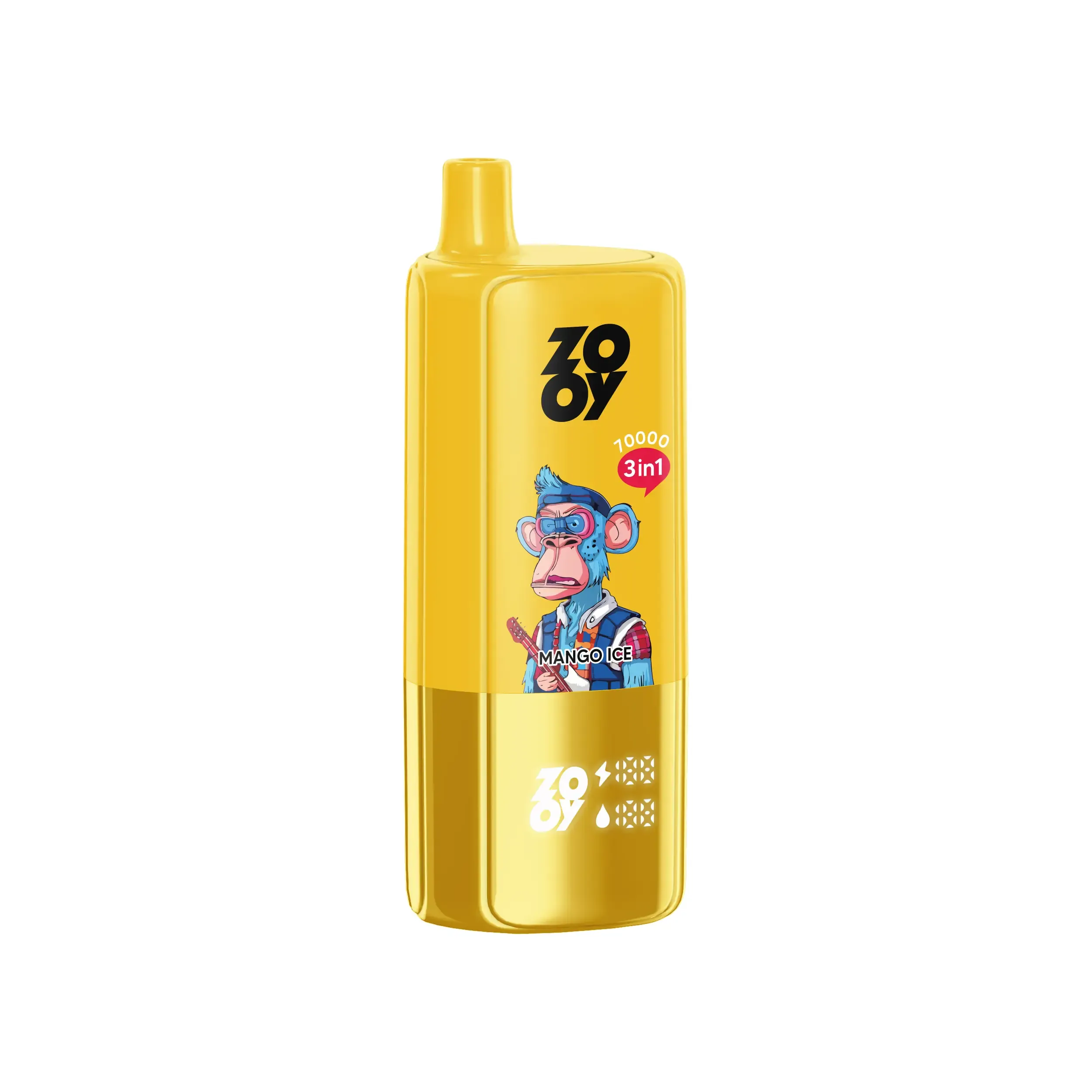 Vaper desechable ZOOY Triple 70000 3-en-1 con sabores: Mango Ice, Aloe Grape y Kiwi Passion Fruit