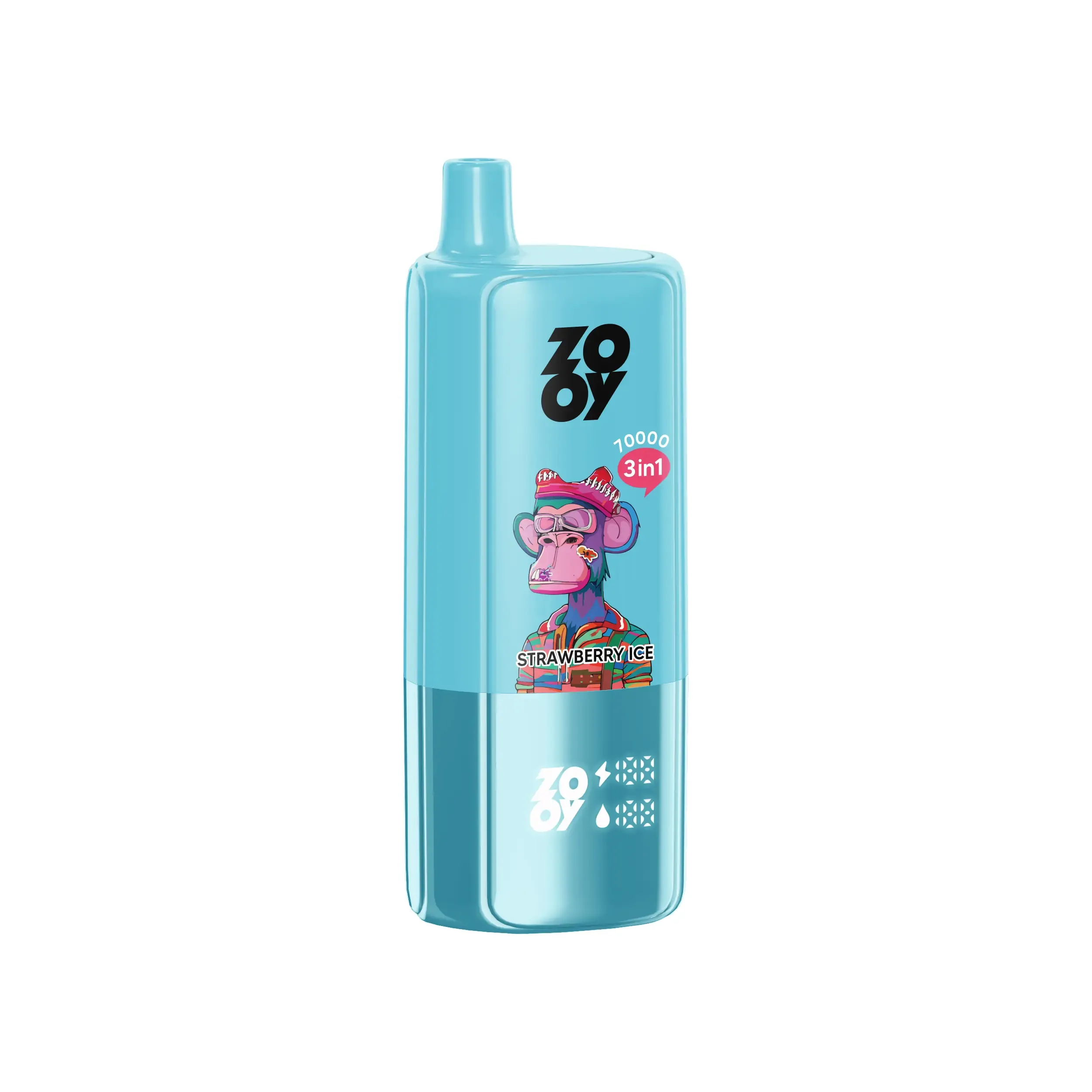 Vaper desechable ZOOY Triple 70000 3-en-1 con sabores: Strawberry Ice, Lemon Mint y Passion Fruit Lemon