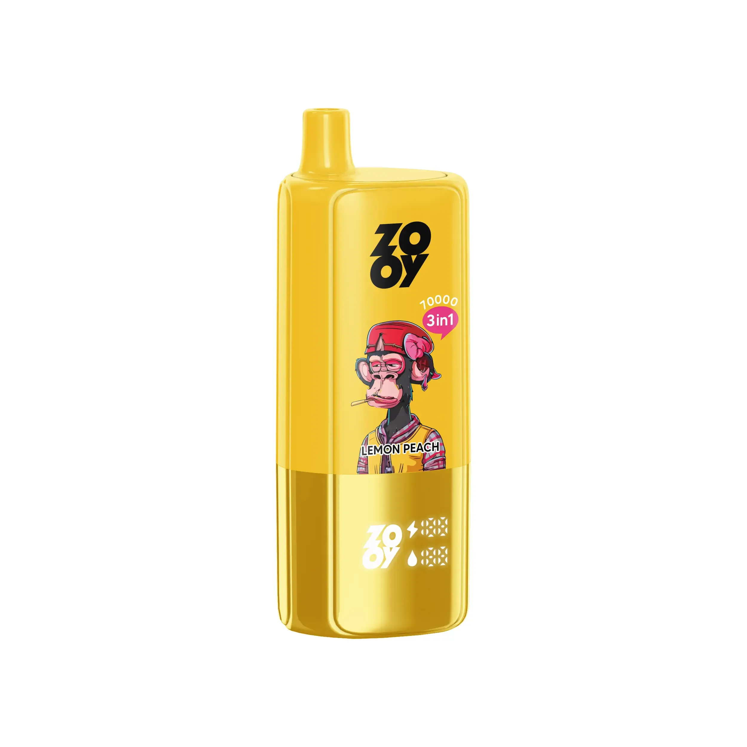 Vaper desechable ZOOY Triple 70000 3-en-1 con sabores: Triple Melon, Strawberry Watermelon y Lemon Peach