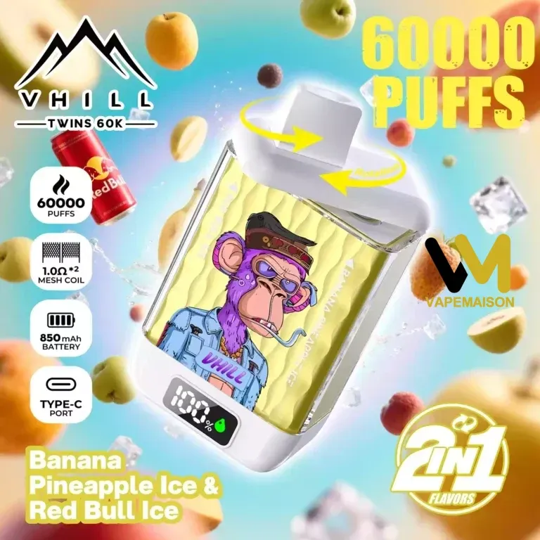 Vaper Desechable VHILL TWINs 60K | 60.000 Caladas Doble Sabor 2 en 1 - Imagen 3