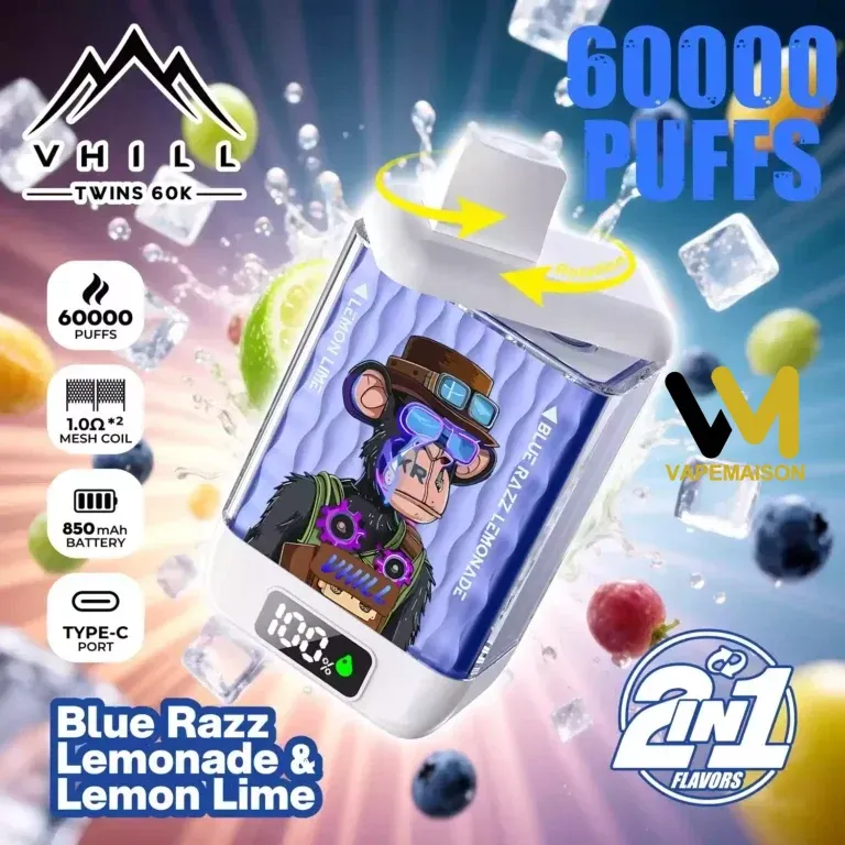 Vaper Desechable VHILL TWINs 60K | 60.000 Caladas Doble Sabor 2 en 1 - Imagen 4