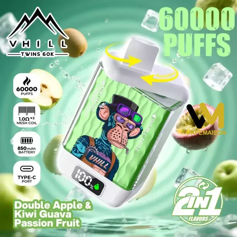 Vaper Desechable VHILL TWINs 60K | 60.000 Caladas Doble Sabor 2 en 1 - Imagen 5