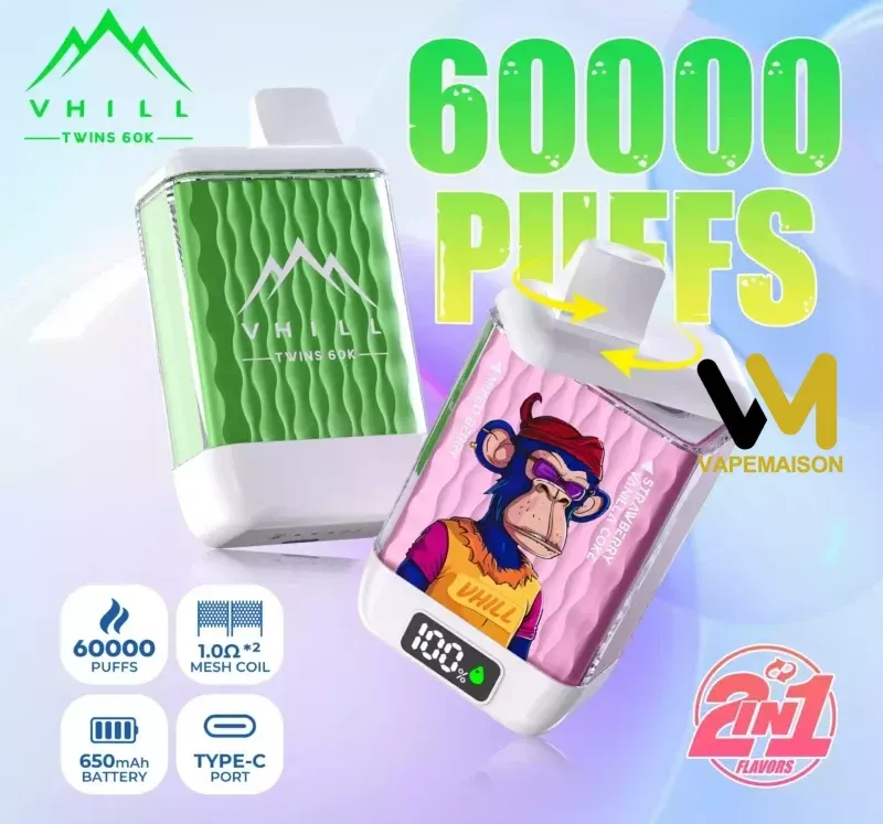 Vaper Desechable VHILL TWINs 60K | 60.000 Caladas Doble Sabor 2 en 1