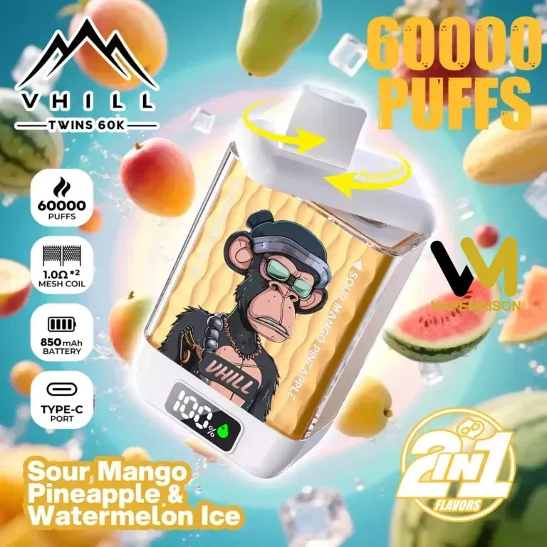 Vaper Desechable VHILL TWINs 60K | 60.000 Caladas Doble Sabor 2 en 1 - Imagen 8
