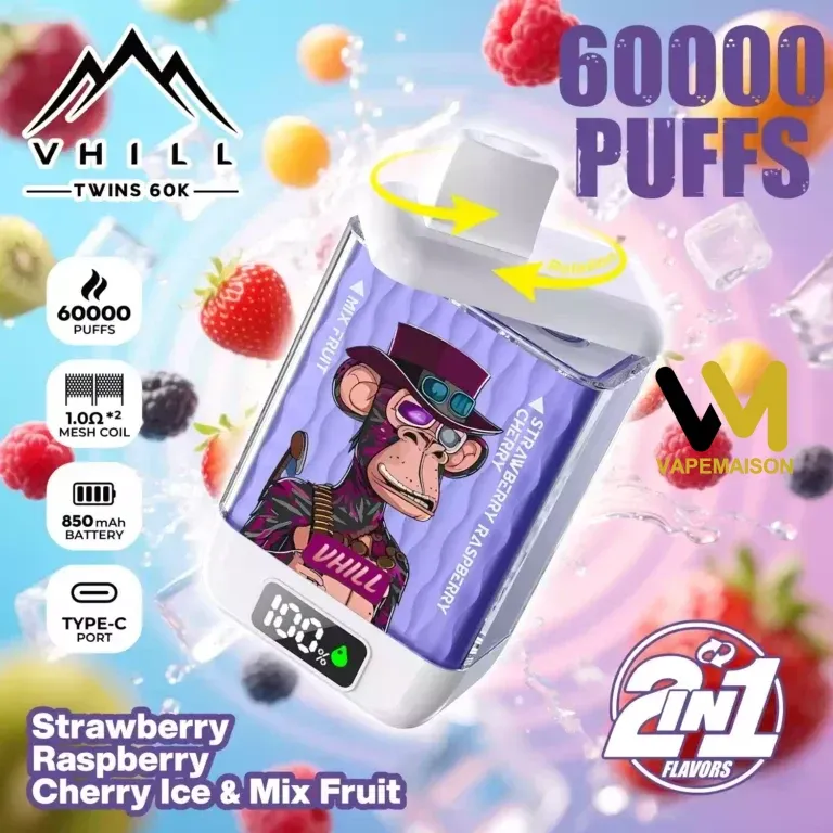 Vaper Desechable VHILL TWINs 60K | 60.000 Caladas Doble Sabor 2 en 1 - Imagen 9