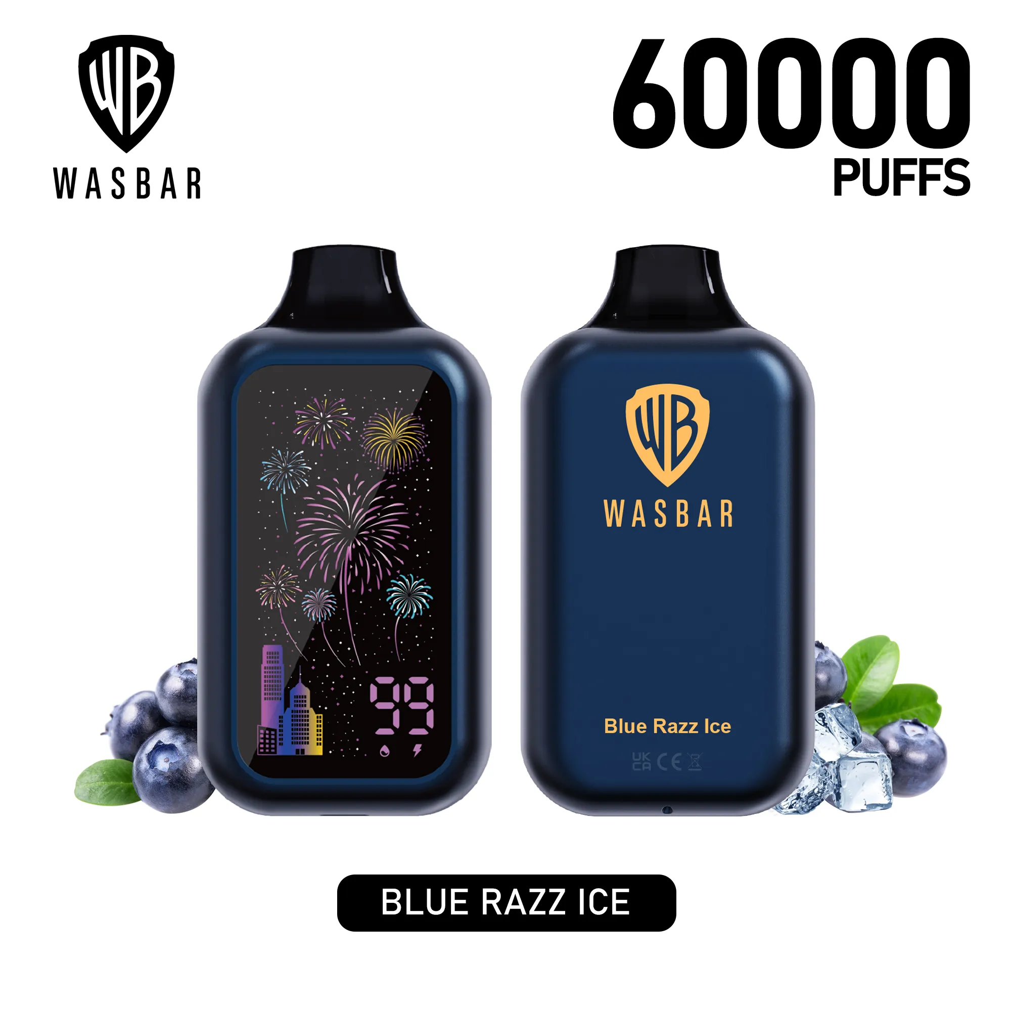 Vaper desechable Wasbar 60000 sabor Blue Razz Ice