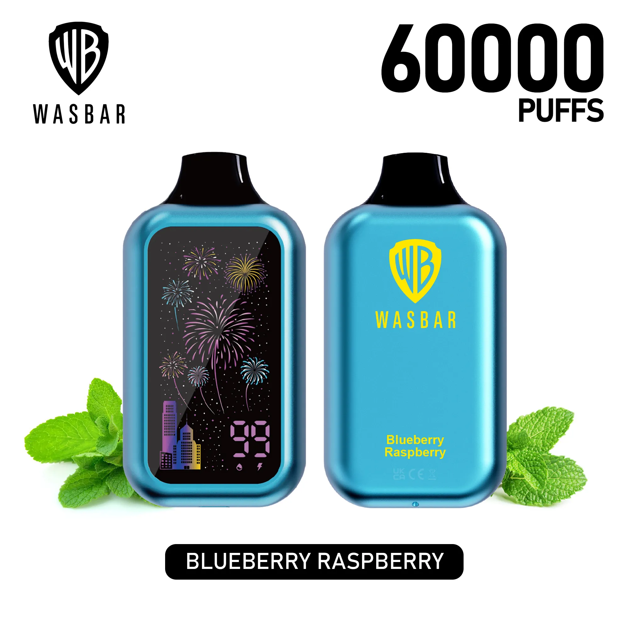 Vaper desechable Wasbar 60000 sabor Blueberry Raspberry