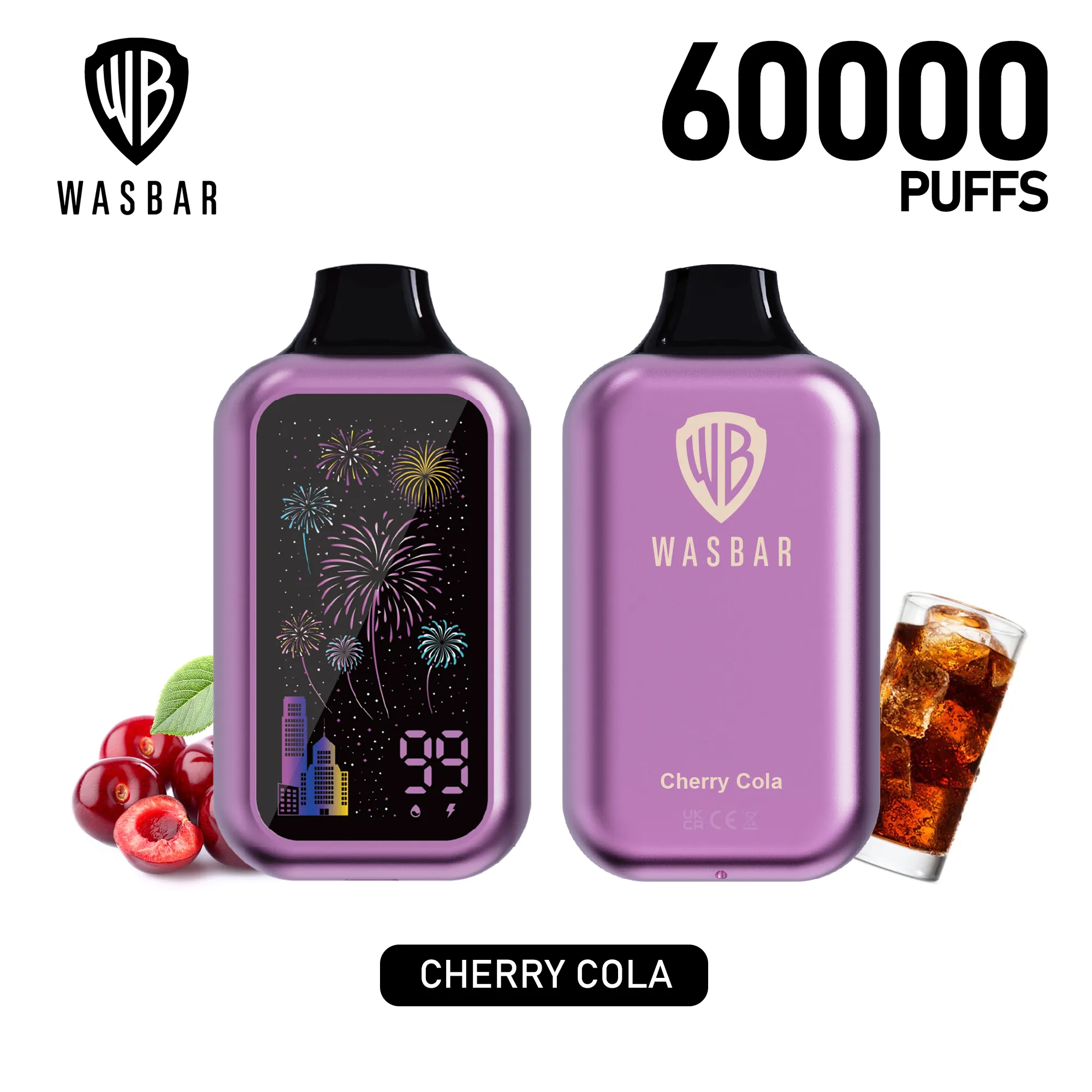 Vaper desechable Wasbar 60000 sabor Cherry Cola