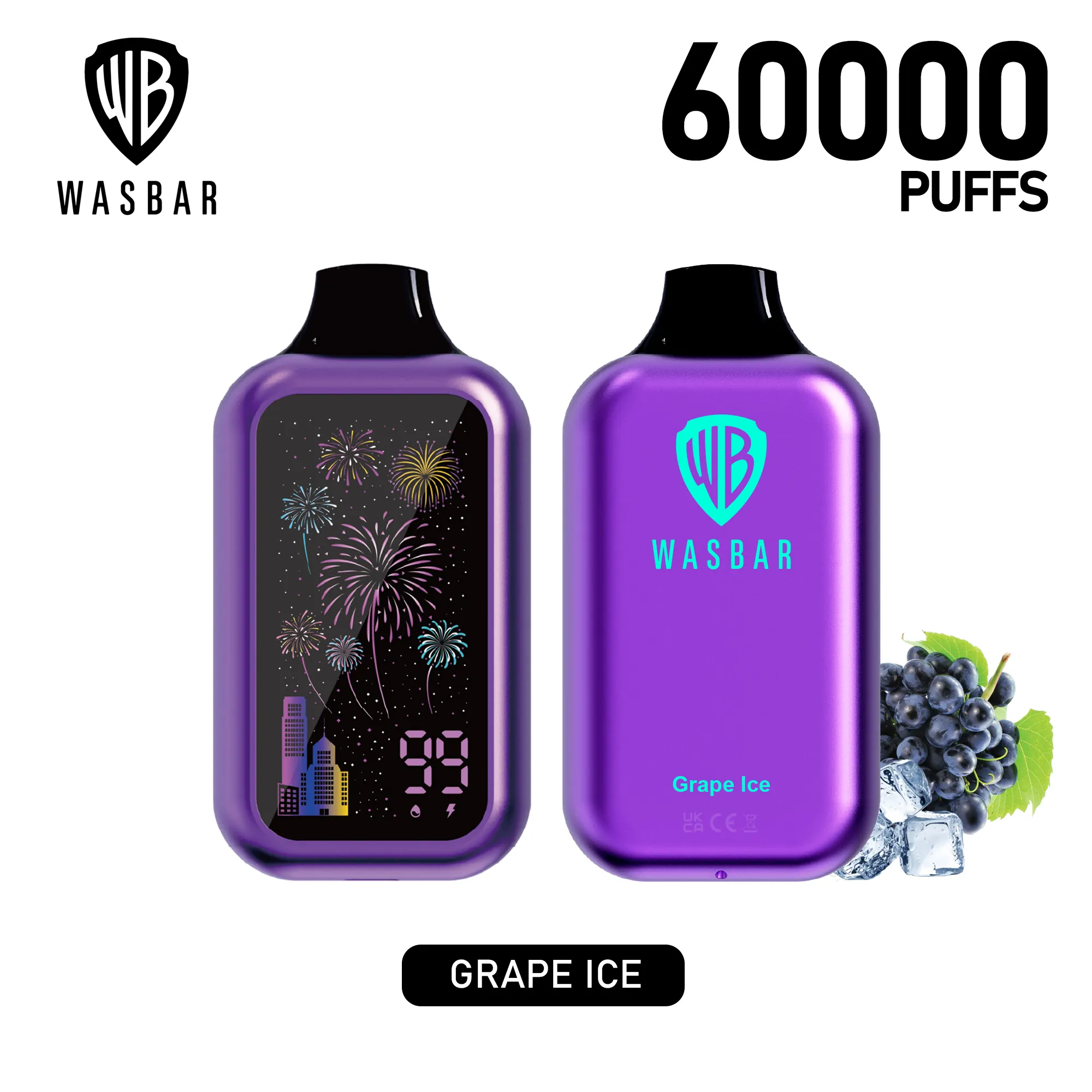 Vaper desechable Wasbar 60000 sabor Grape Ice