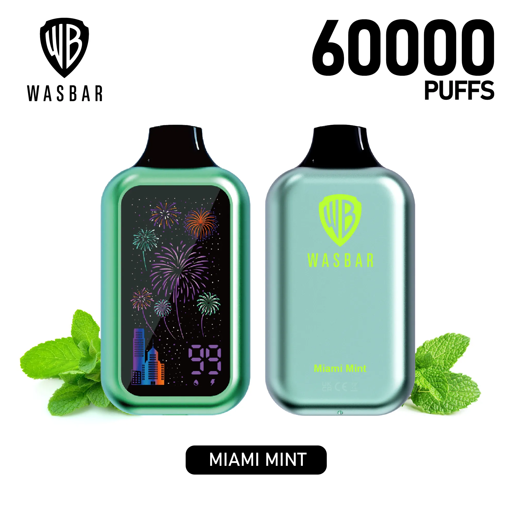 Vaper desechable Wasbar 60000 sabor Miami Mint