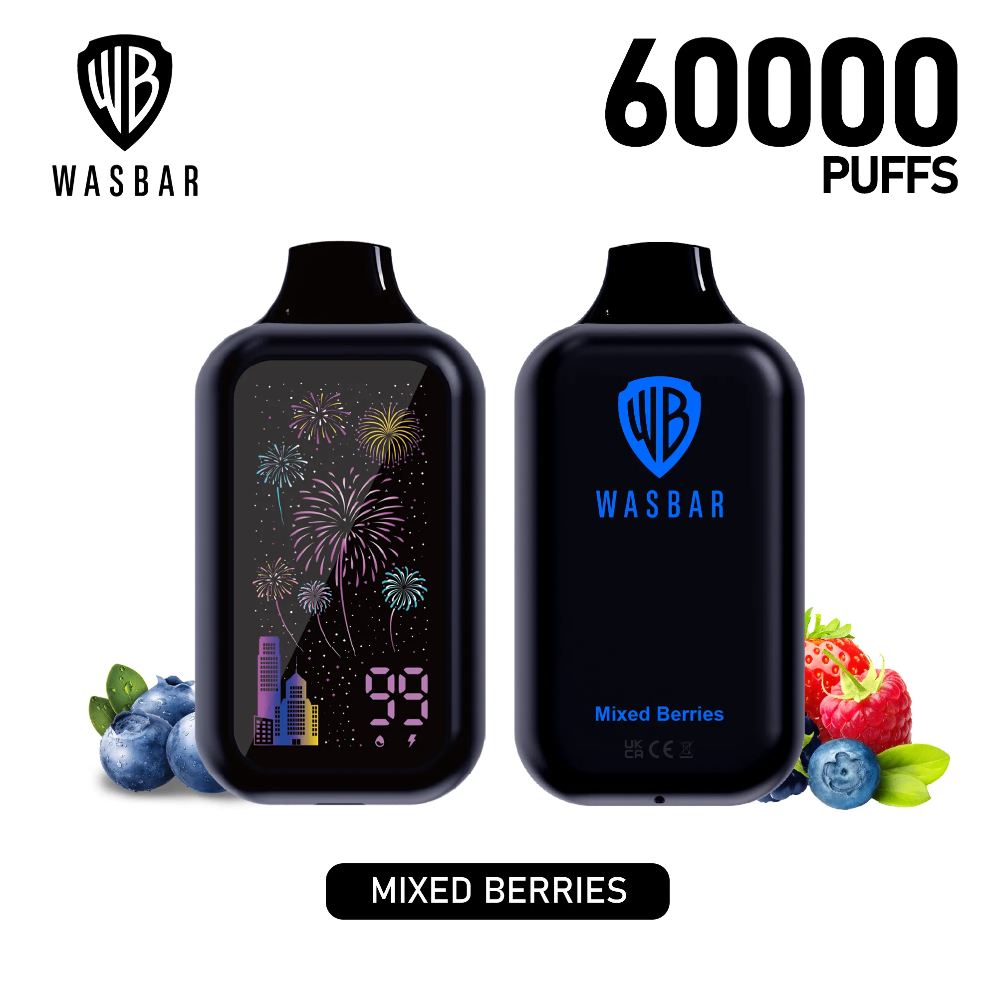 Vaper desechable Wasbar 60000 sabor Mixed Berries