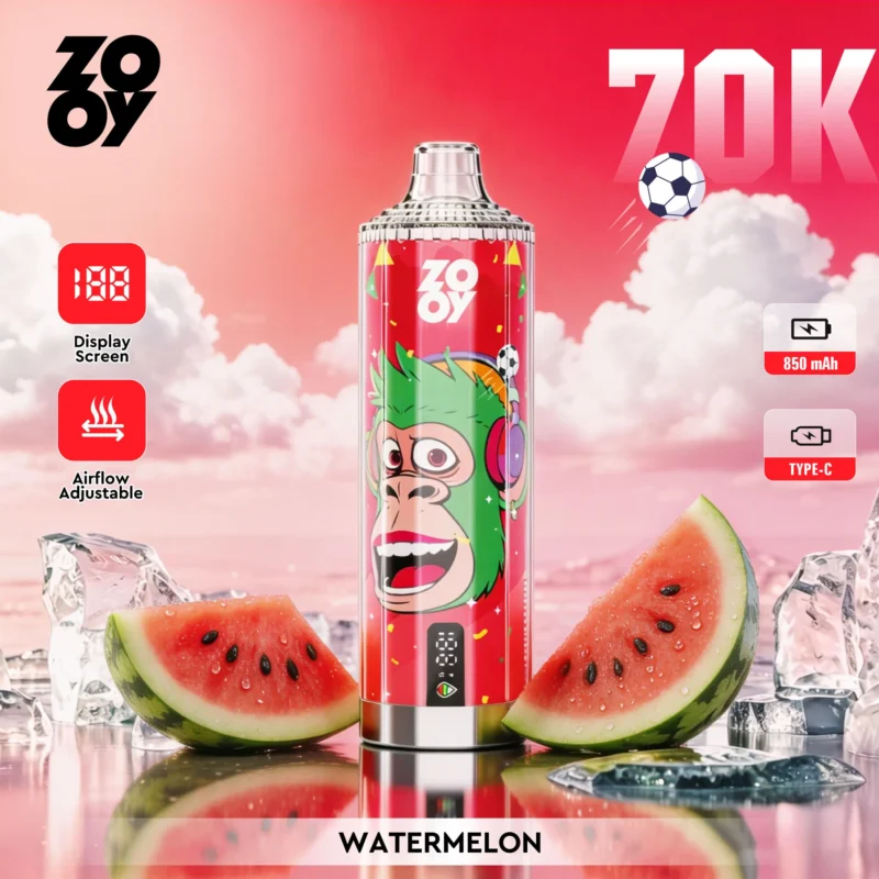ZOOY Crystal 70K | Vaper Desechable 70.000 Caladas con Pantalla Digital y Dual Mesh 0.5Ω
