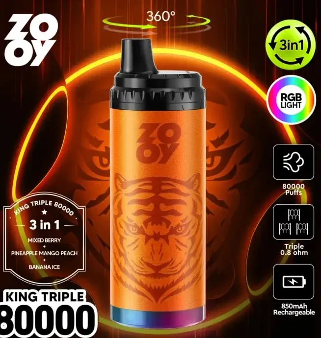 ZOOY King Triple 80000 Caladas | Vaper Desechable 3 en 1 Recargable - Imagen 3