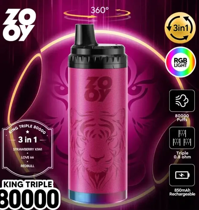 ZOOY King Triple 80000 Caladas | Vaper Desechable 3 en 1 Recargable - Imagen 7