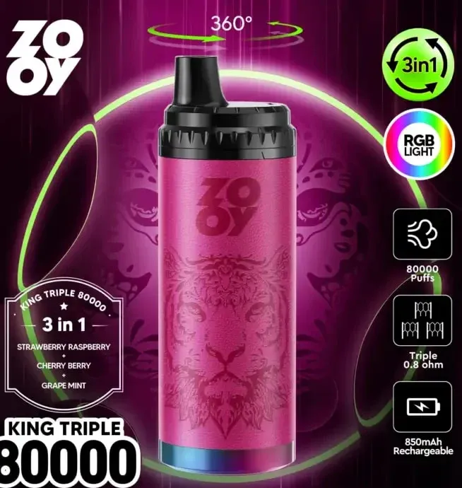 ZOOY King Triple 80000 Caladas | Vaper Desechable 3 en 1 Recargable - Imagen 2