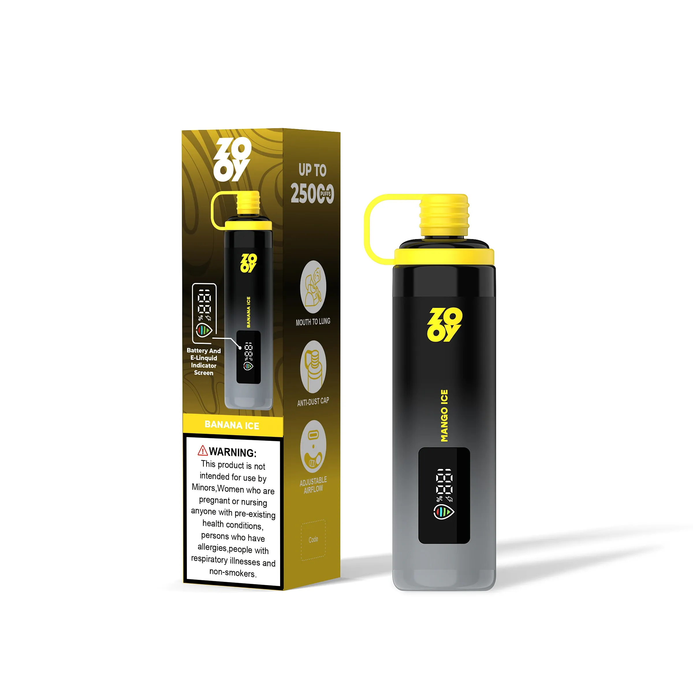 Vaper desechable ZOOY SHISHA 25K sabor Mango ice