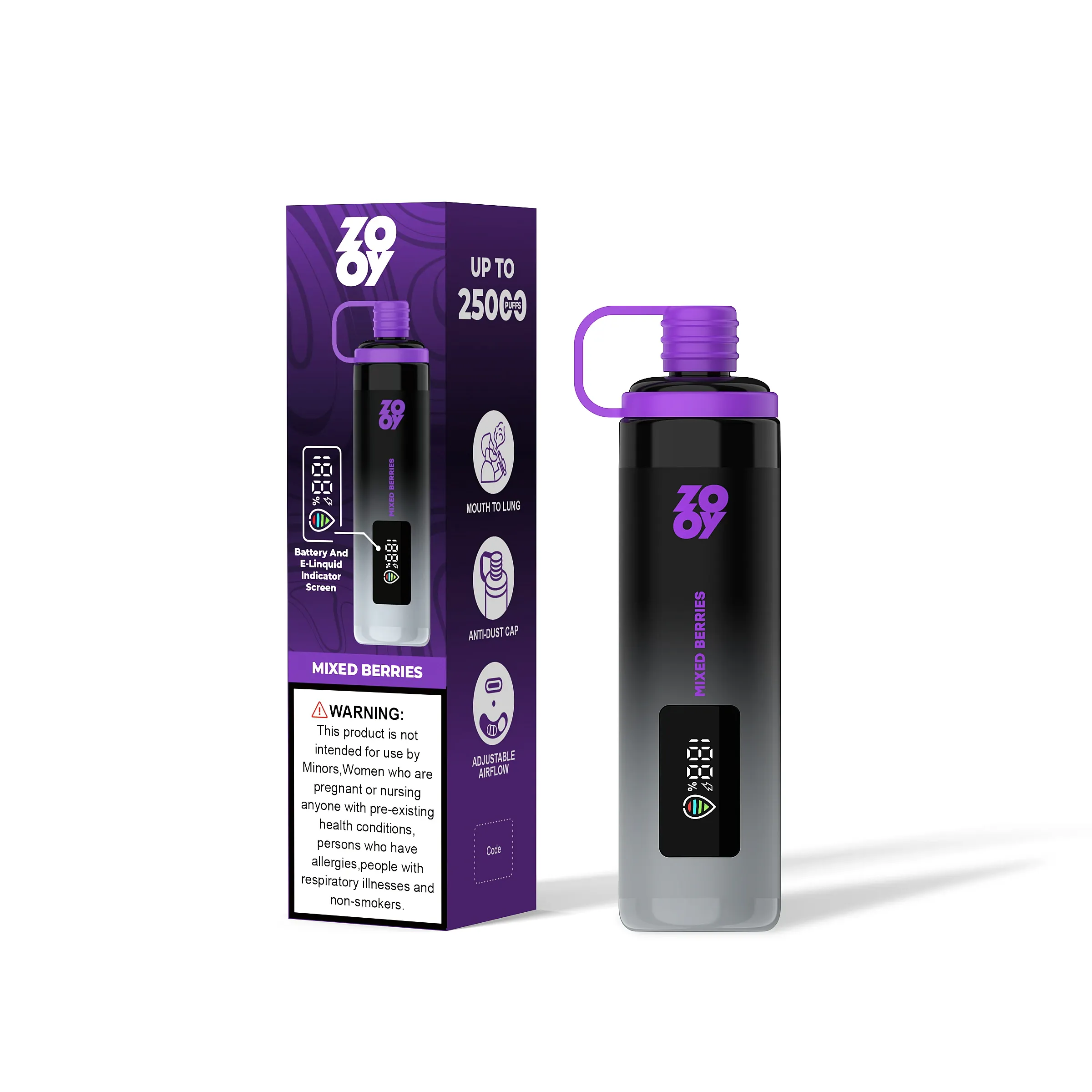 Vaper desechable ZOOY SHISHA 25K sabor Mixed Berries