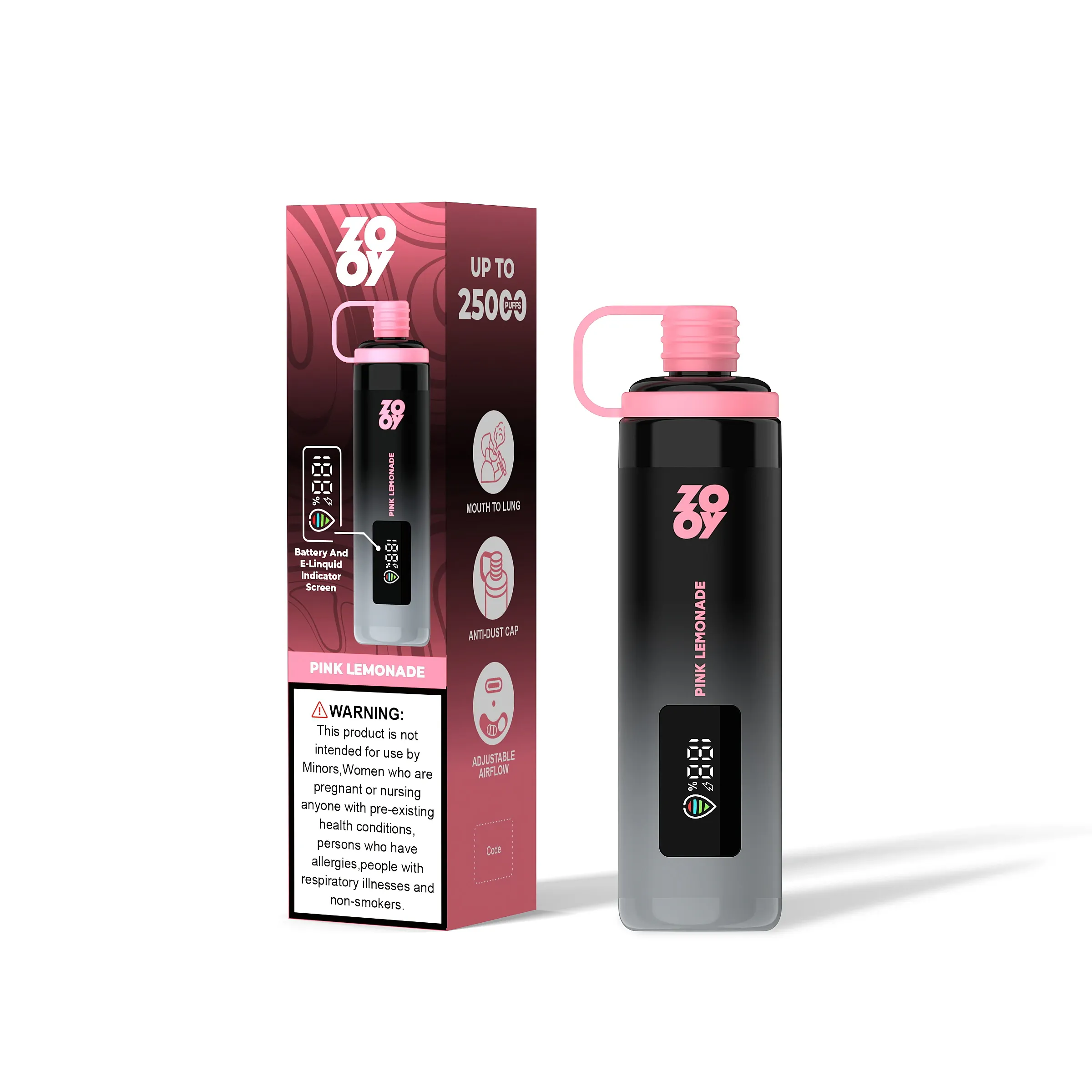 Vaper desechable ZOOY SHISHA 25K sabor Pink lemonade