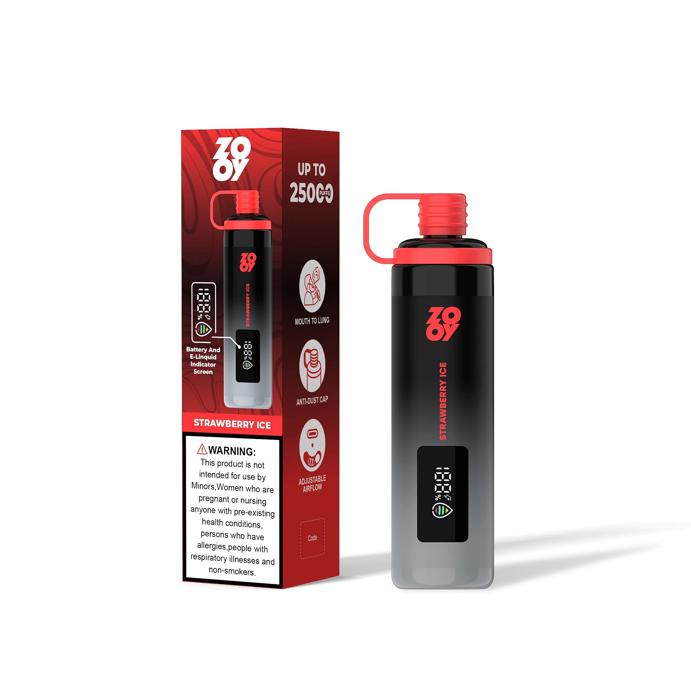 Vaper desechable ZOOY SHISHA 25K sabor Strawberry ice