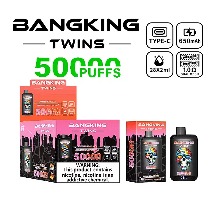Bang King Twins 50K - doble sabor Juice Peach Ice y Strawberry Mango